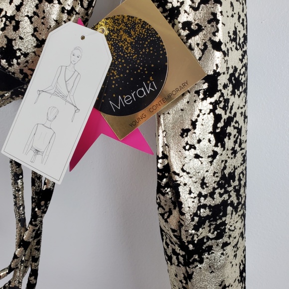NWT Meraki Gold Black Velvet Wrap Top size M - Picture 4 of 16